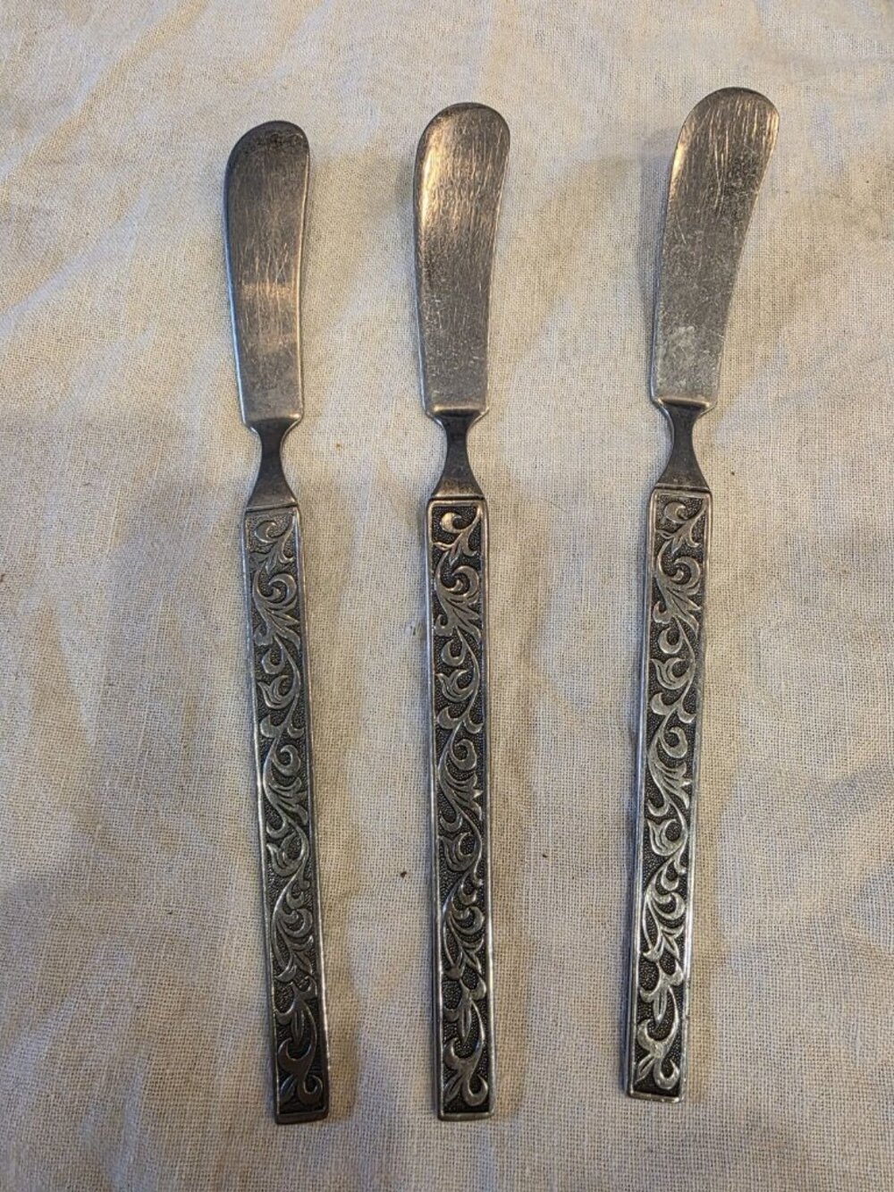 Set of 3 Vintage Riviera MONTEREY Stainless Silverware Flatware 7" Bread Knives